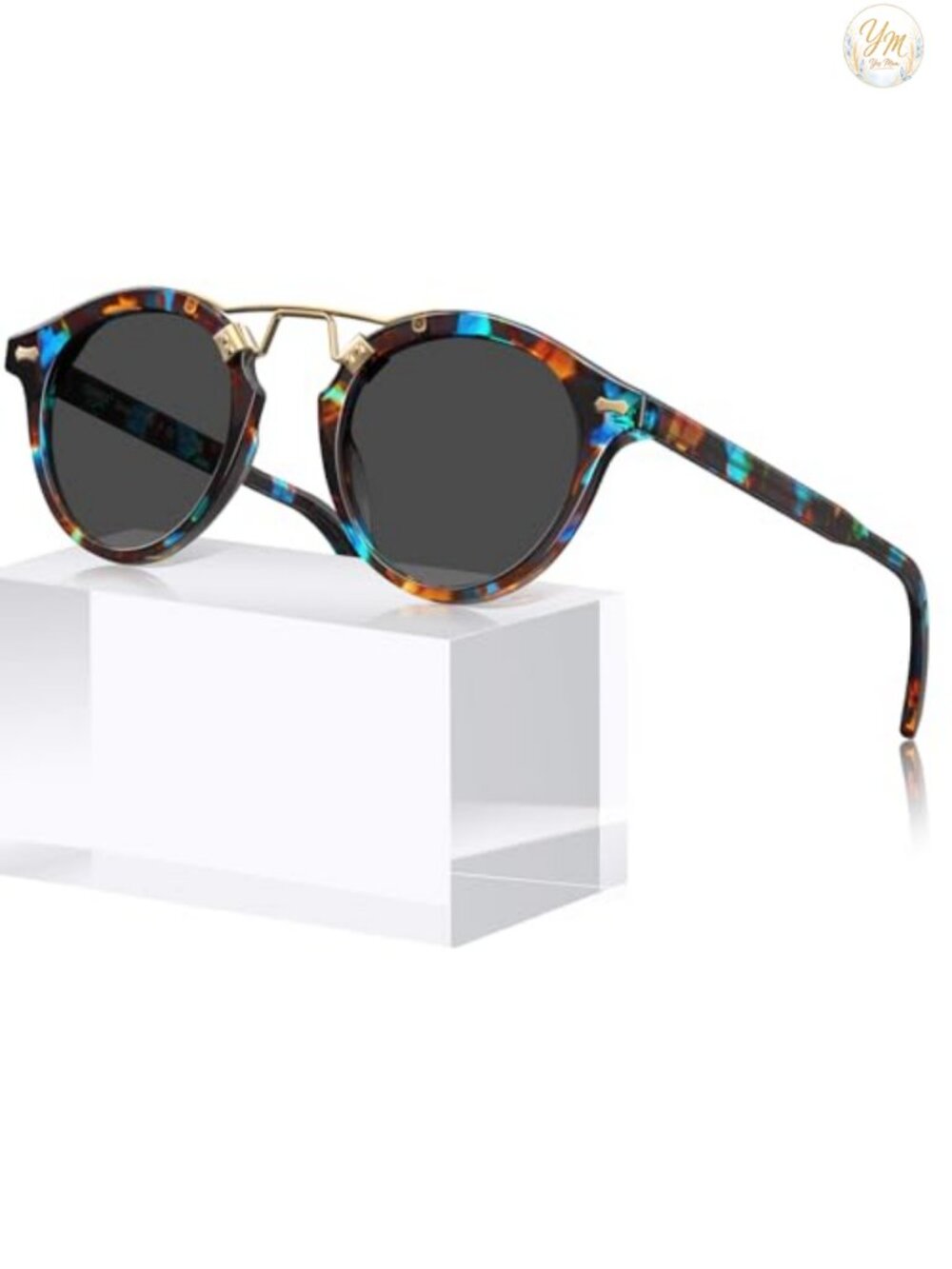 Vintage Retro Small Round Acetate Polarized Sunglasses UV Protection